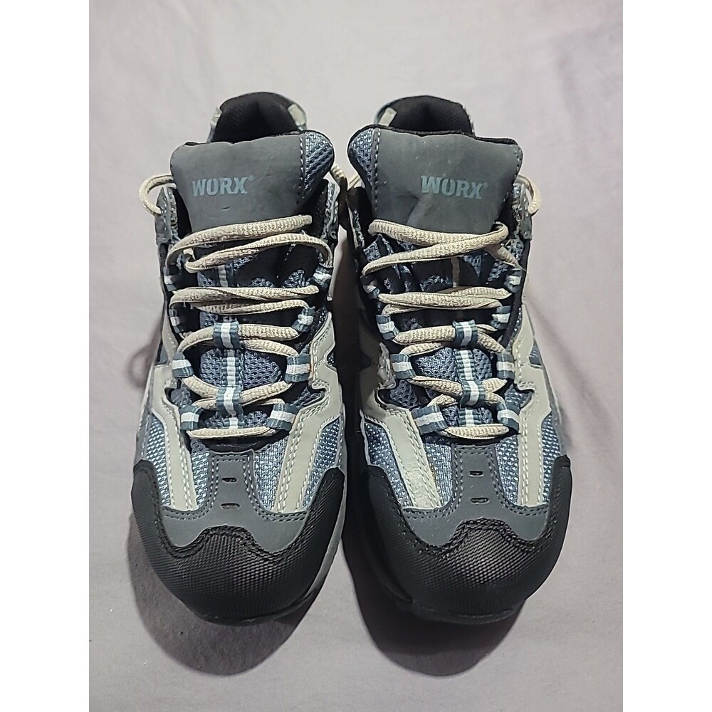 WORX 5108 Gray Red Wing Safety Steel Toe Slip Resistant Work Shoes Women Sz 6.5M